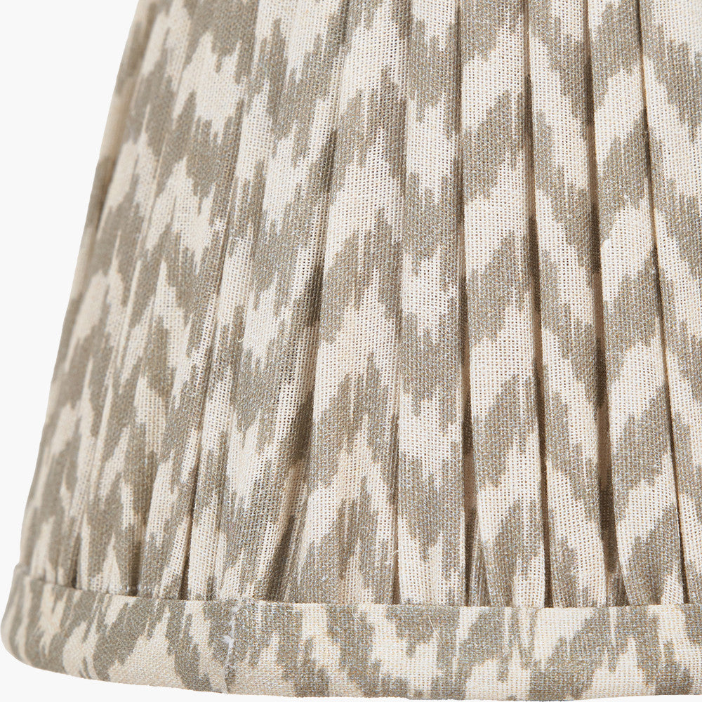 Piero Antique Bronze Metal 6 Arm Pendant with Vienna 16cm Taupe Chevron Mushroom Pleat Lampshade