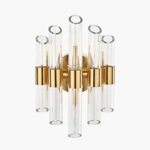 Brielle 2 Light Wall Light - Clear Glass & Antique Brass  Nicholas John Interiors