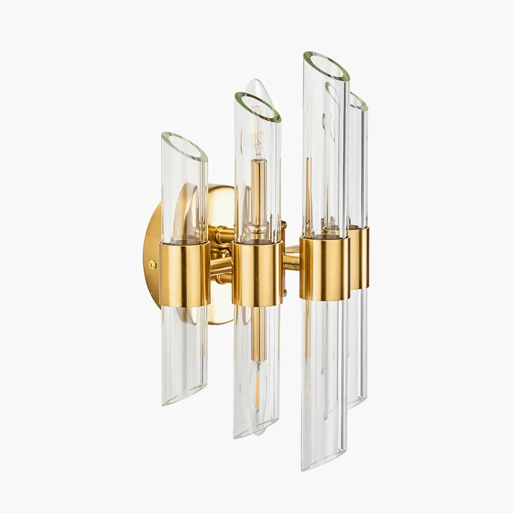 Brielle 2 Light Wall Light - Clear Glass & Antique Brass  Nicholas John Interiors