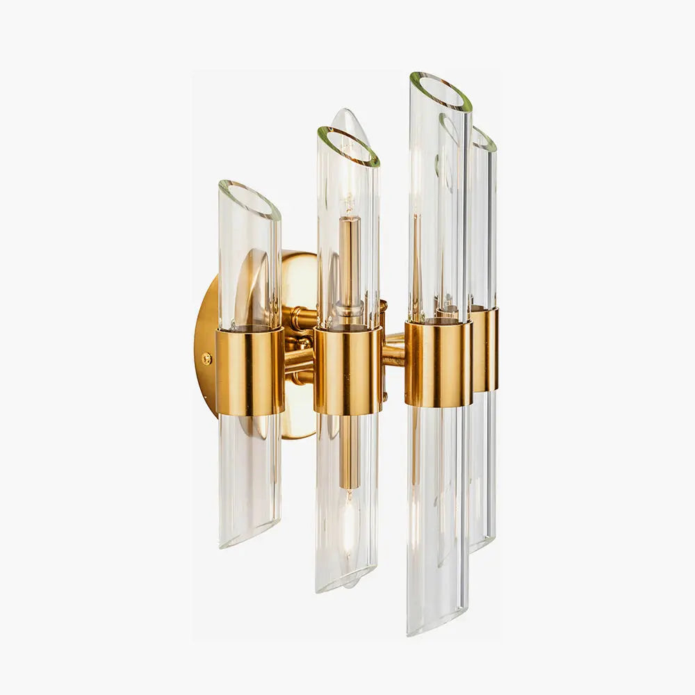 Brielle 2 Light Wall Light - Clear Glass & Antique Brass  Nicholas John Interiors