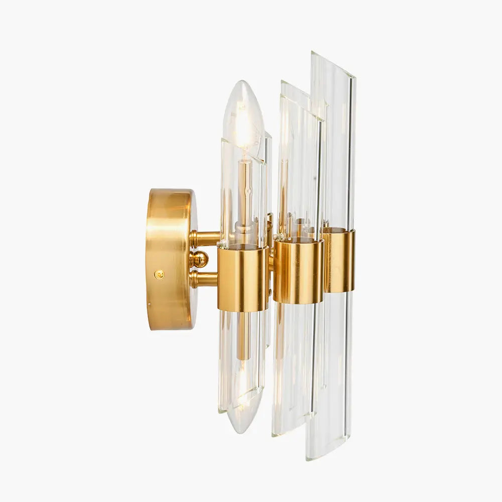 Brielle 2 Light Wall Light - Clear Glass & Antique Brass  Nicholas John Interiors