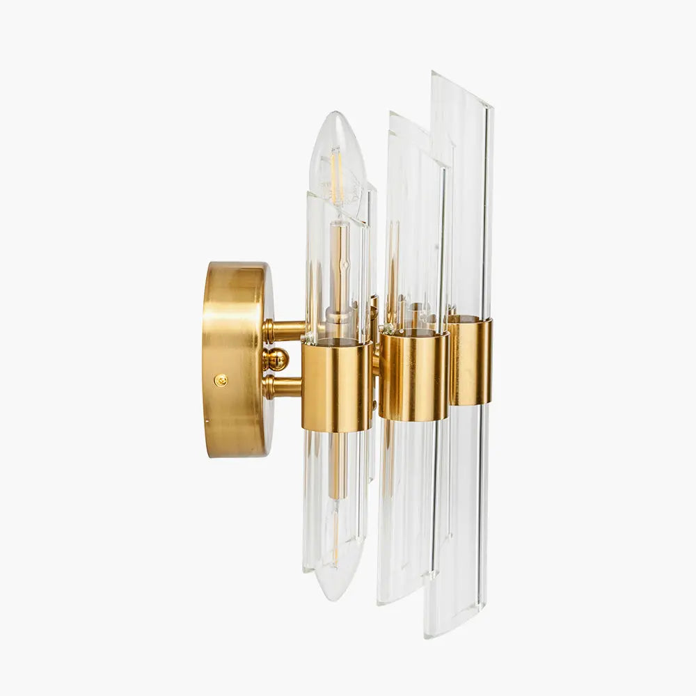 Brielle 2 Light Wall Light - Clear Glass & Antique Brass  Nicholas John Interiors