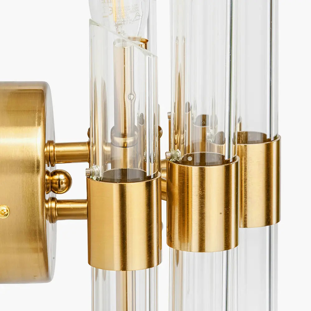 Brielle 2 Light Wall Light - Clear Glass & Antique Brass  Nicholas John Interiors