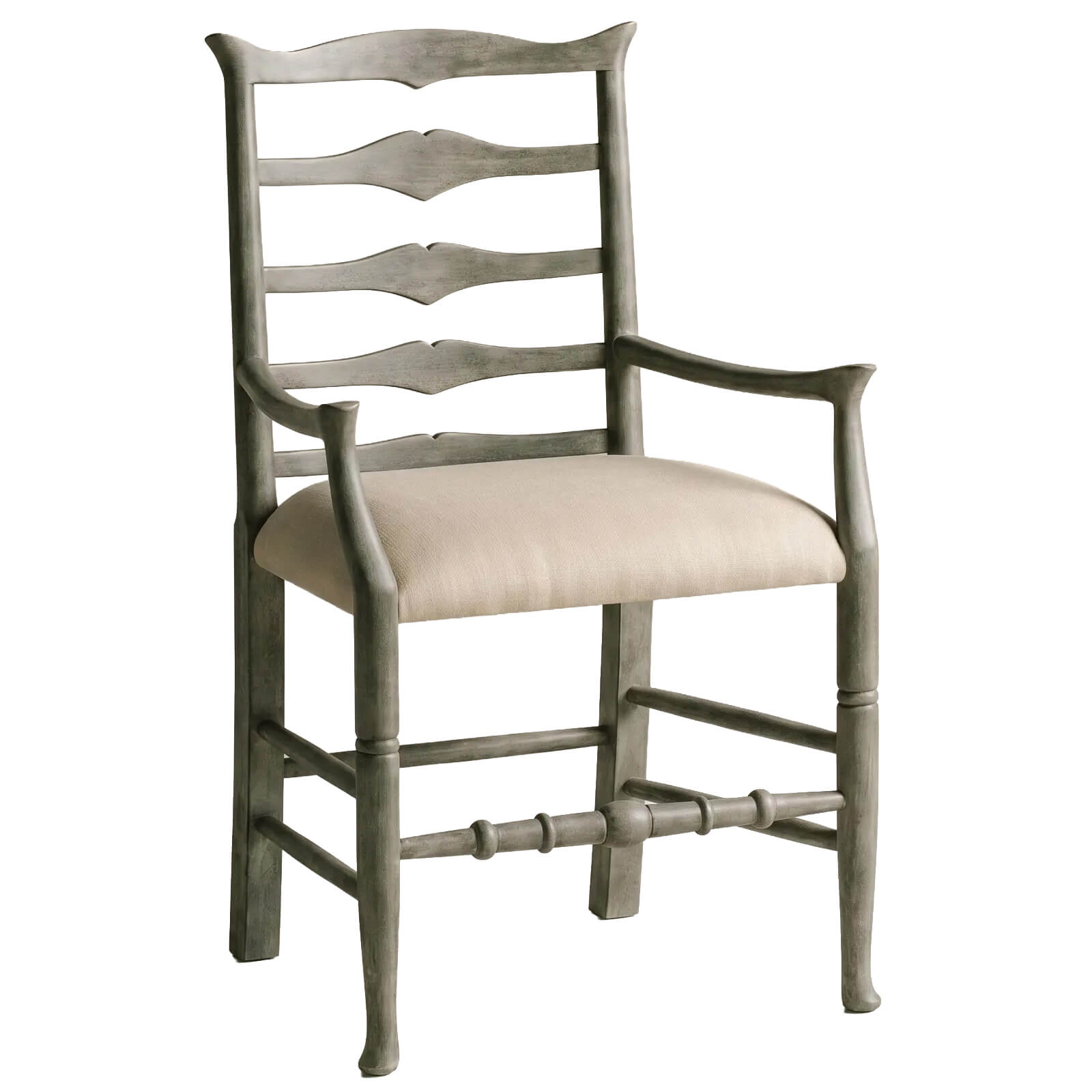 Jonathan Charles Casual Ladder Back Arm Chair in Mazo - Antique Dark grey