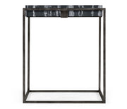Jonathan Charles Square Iron End Table with a Black Marble Top