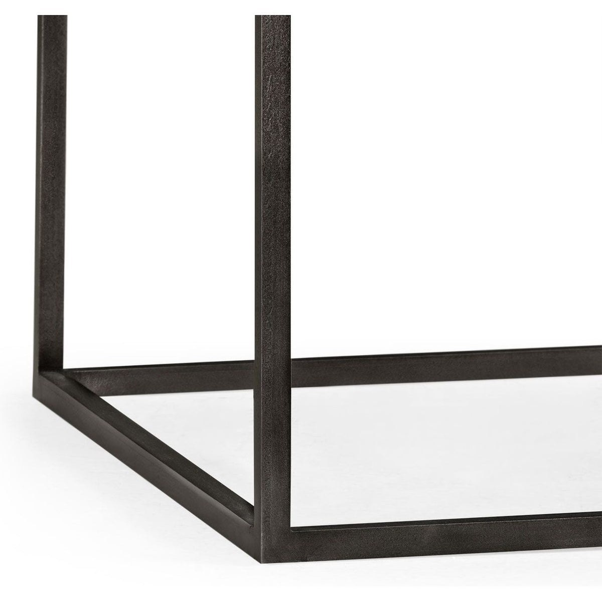 Jonathan Charles Square Iron End Table with a Black Marble Top