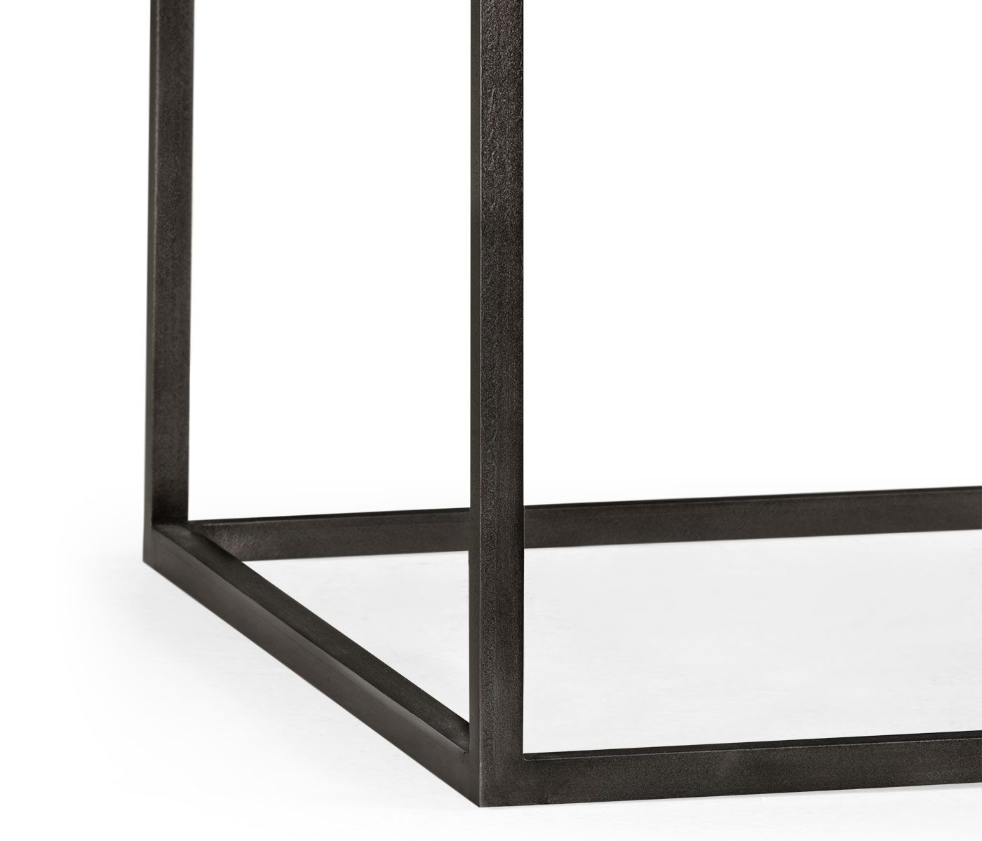 Jonathan Charles Square Iron End Table with a Black Marble Top