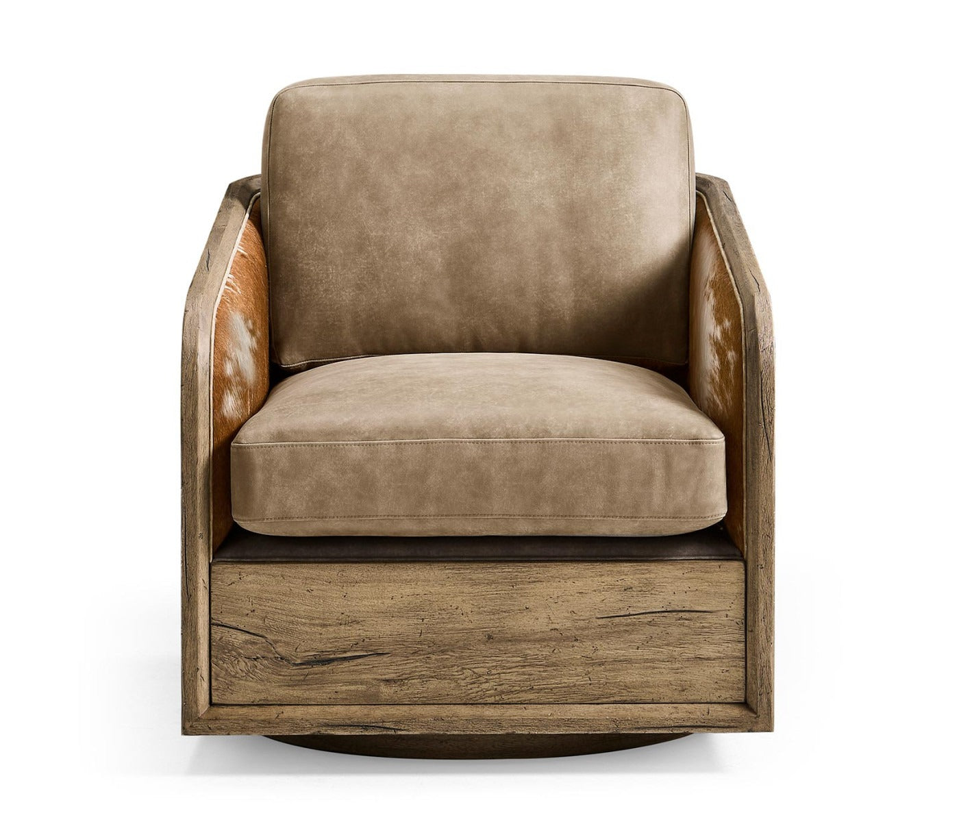 Jonathan Charles Stone Ridge Leather & Hide Swivel Occasional Chair Light