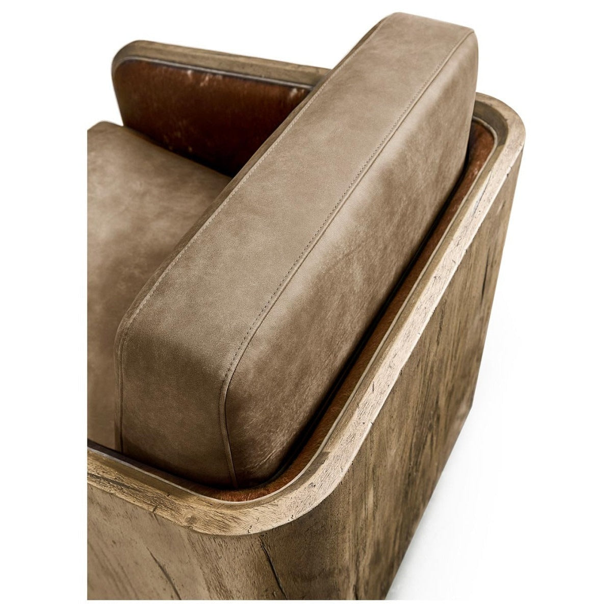 Jonathan Charles Stone Ridge Leather & Hide Swivel Occasional Chair Light
