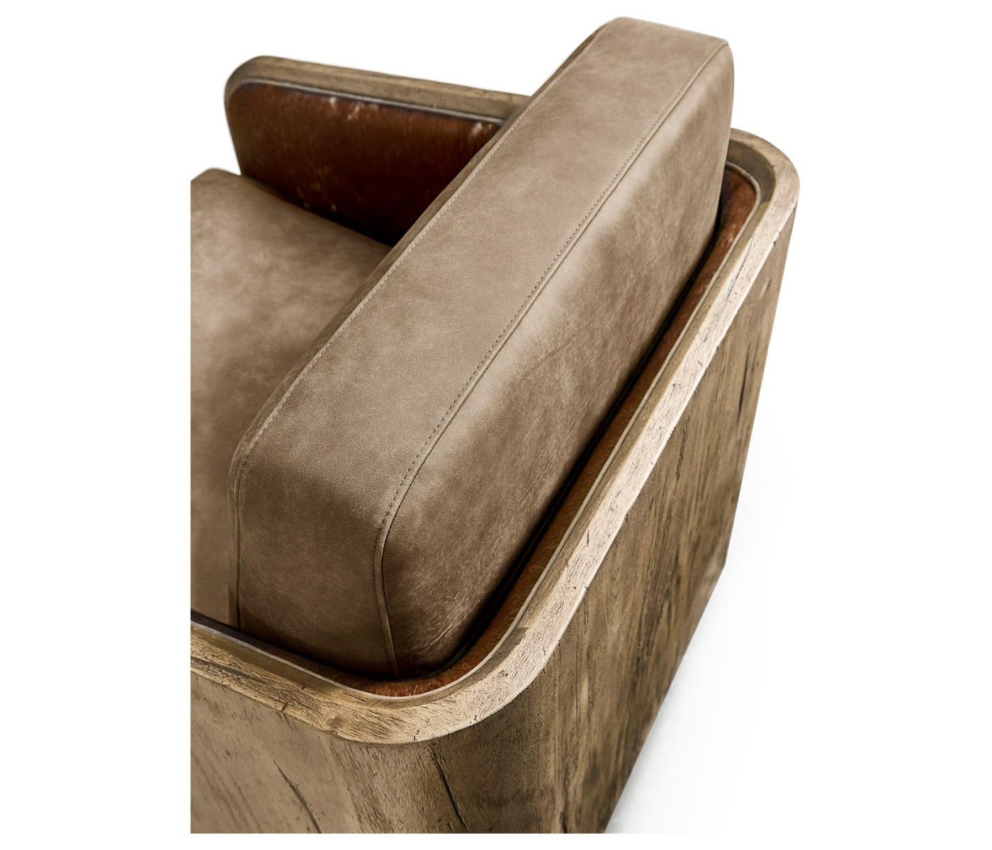 Jonathan Charles Stone Ridge Leather & Hide Swivel Occasional Chair Light