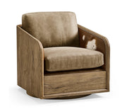 Jonathan Charles Stone Ridge Leather & Hide Swivel Occasional Chair Light