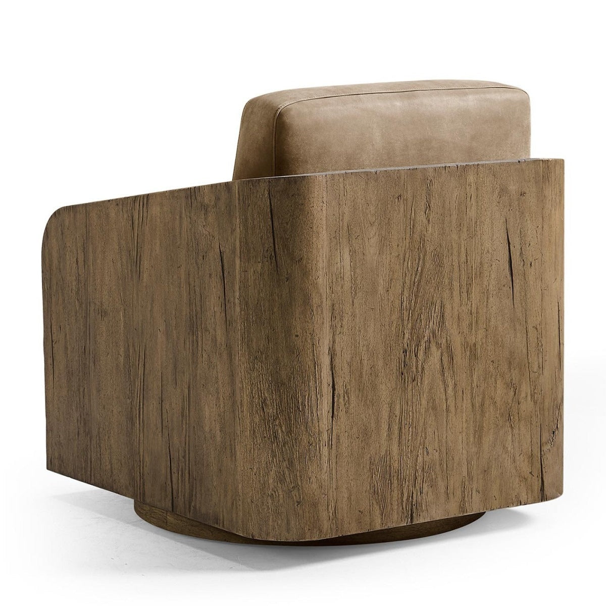 Jonathan Charles Stone Ridge Leather & Hide Swivel Occasional Chair Light