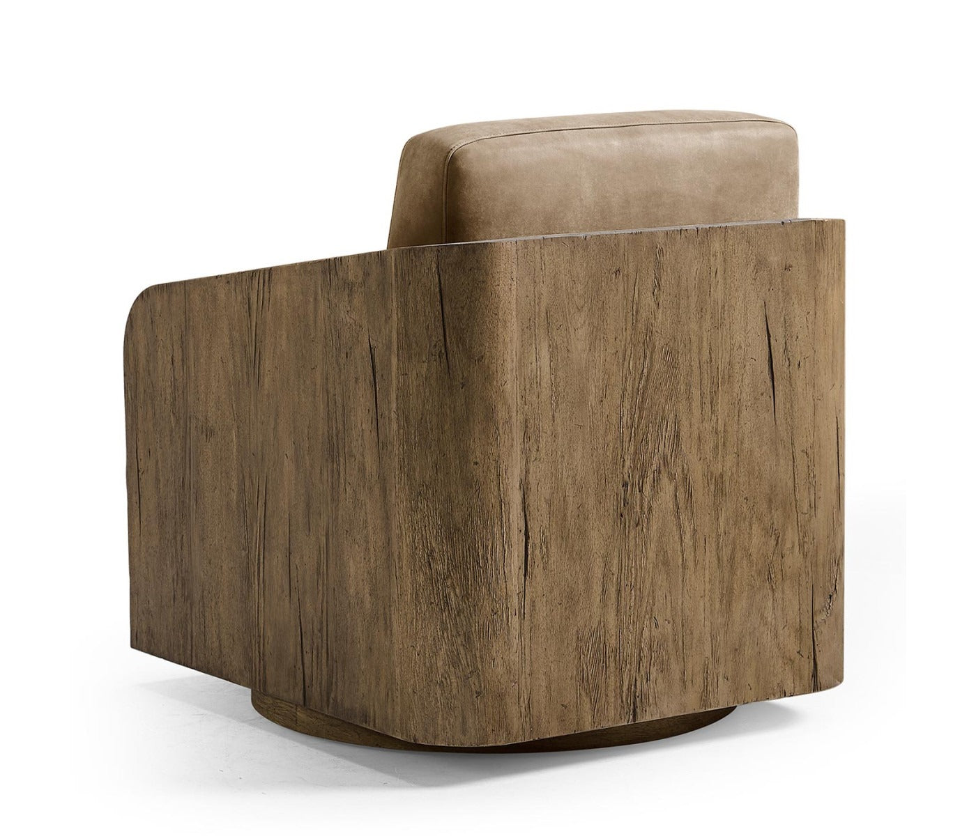 Jonathan Charles Stone Ridge Leather & Hide Swivel Occasional Chair Light