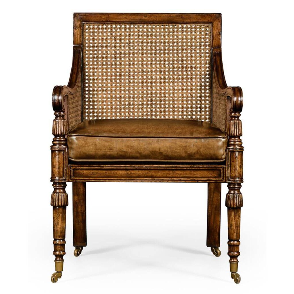 Jonathan Charles Bergere Occasional Chair with Cane Back - Leather