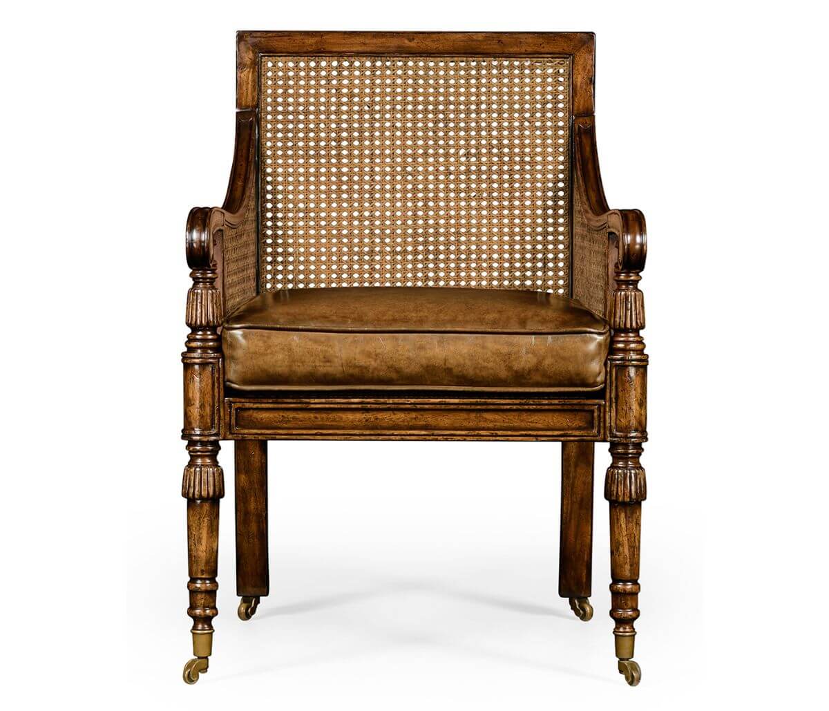 Jonathan Charles Bergere Occasional Chair with Cane Back - Leather