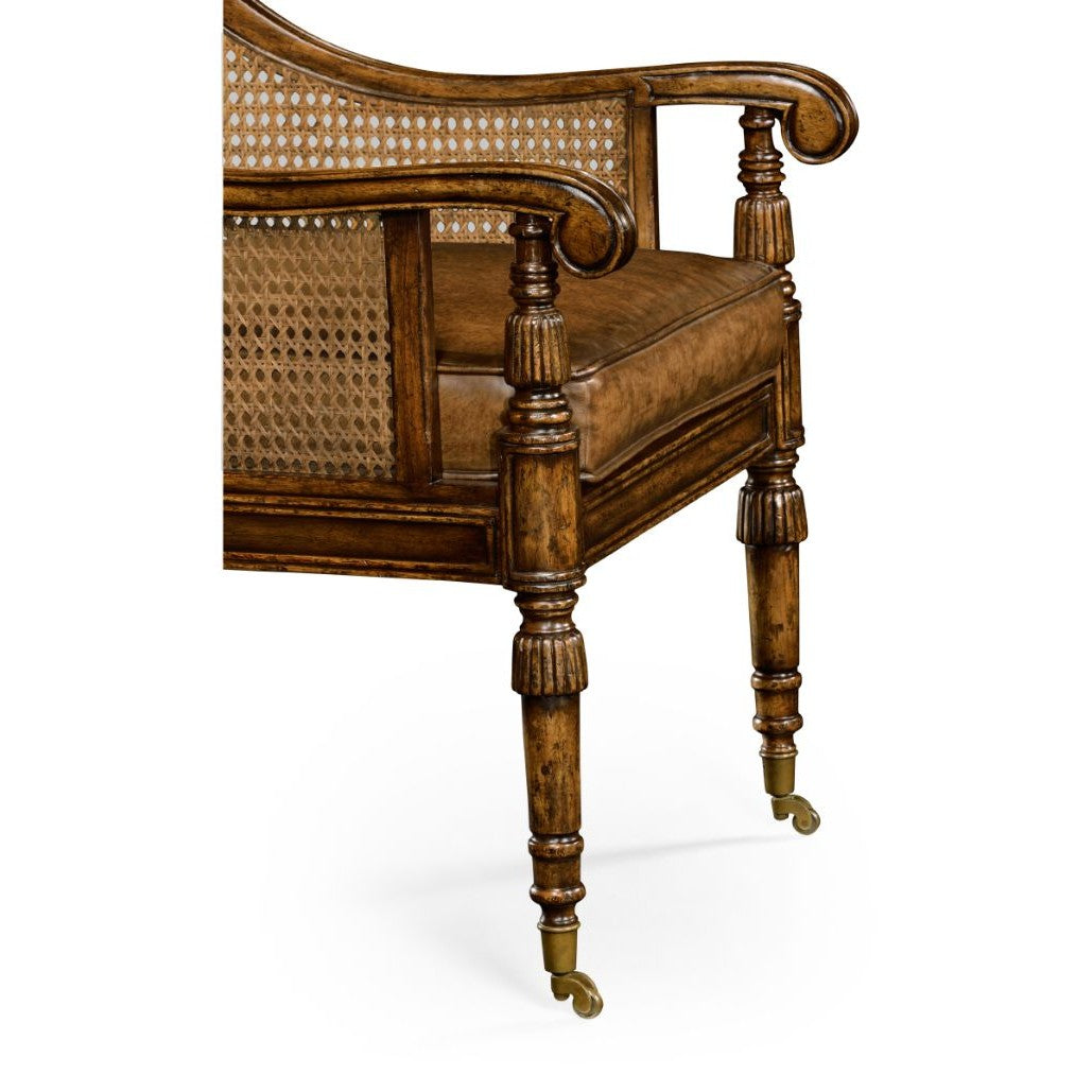 Jonathan Charles Bergere Occasional Chair with Cane Back - Leather
