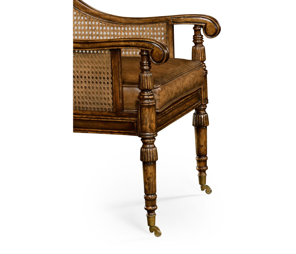 Jonathan Charles Bergere Occasional Chair with Cane Back - Leather