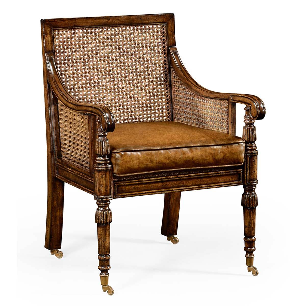 Jonathan Charles Bergere Occasional Chair with Cane Back - Leather