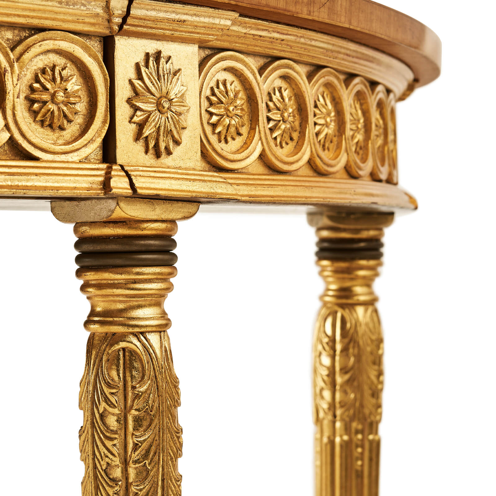 Jonathan Charles Demilune Console Table Adam Style Gilded