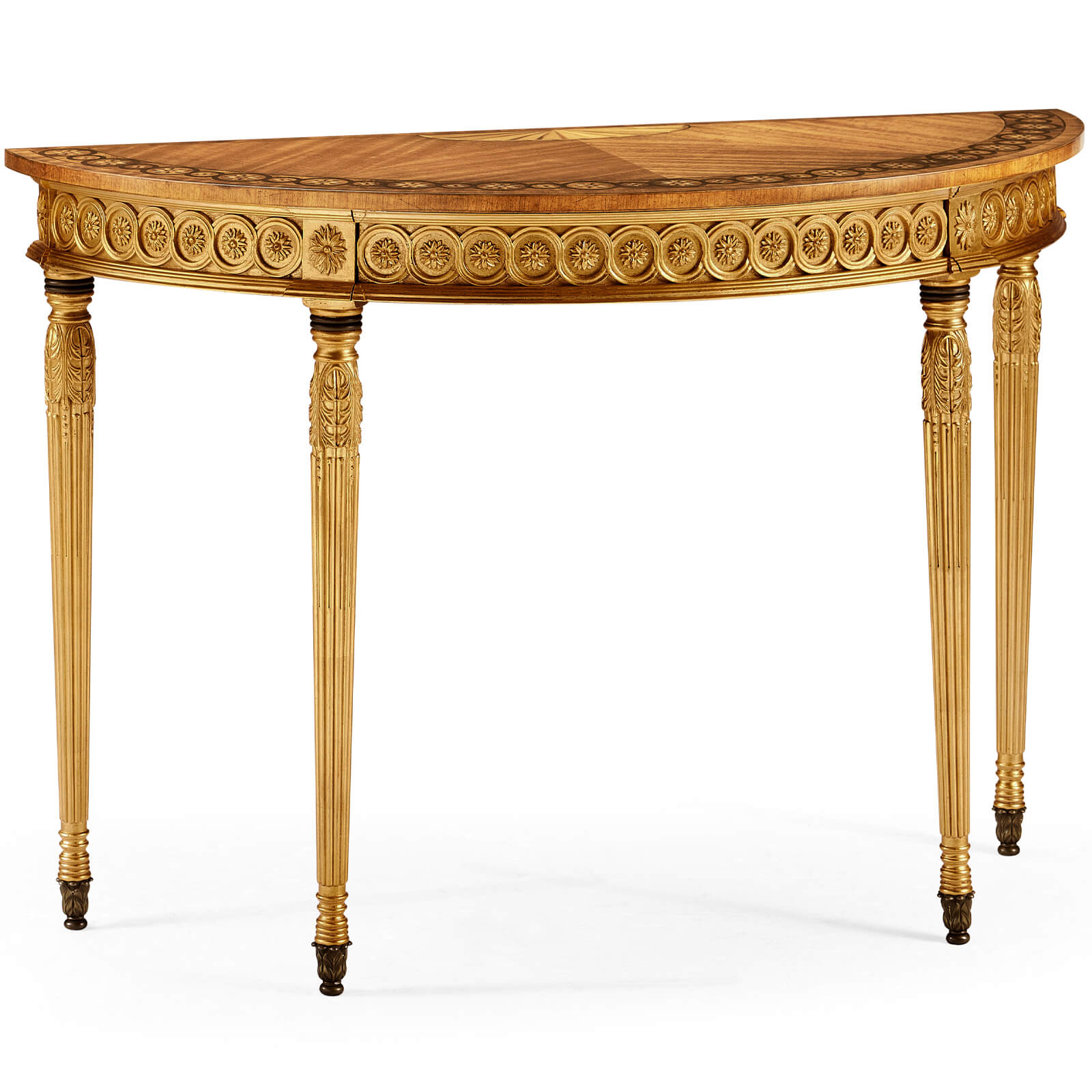 Jonathan Charles Demilune Console Table Adam Style Gilded