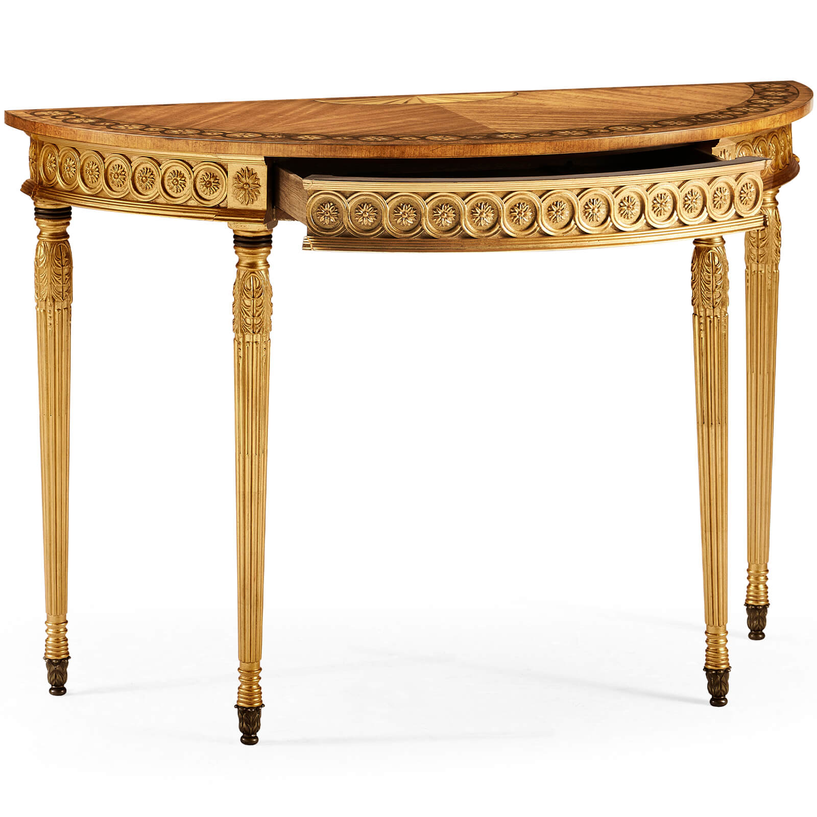 Jonathan Charles Demilune Console Table Adam Style Gilded