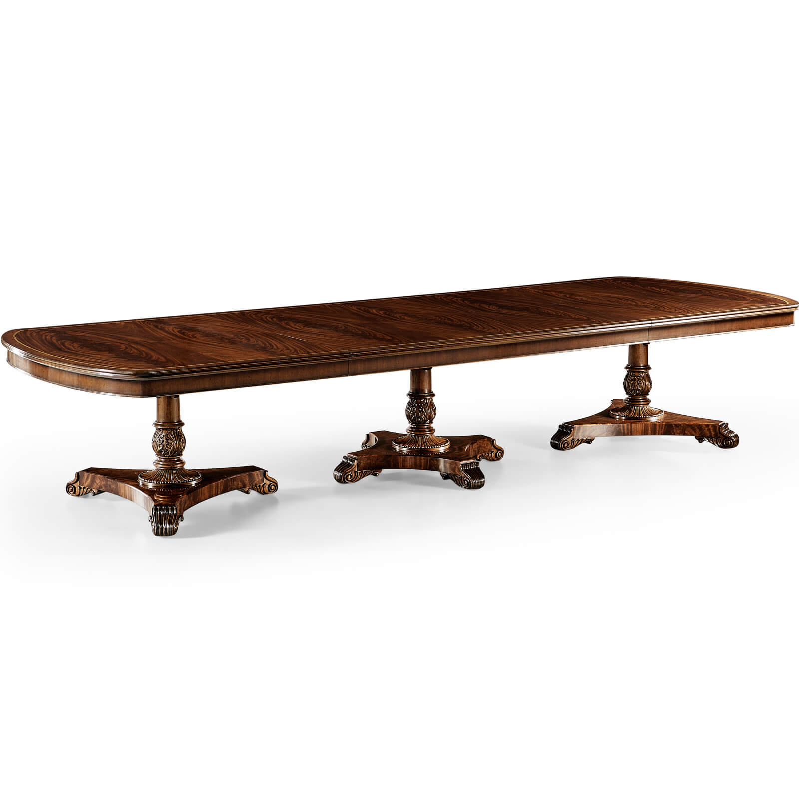 Jonathan Charles Regency Triple Pedestal Extending Dining Table - 402.2 - 514.4cm