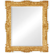 Jonathan Charles Grisaille rectangular wall mirror full view ornate gold frame floral scroll motifs