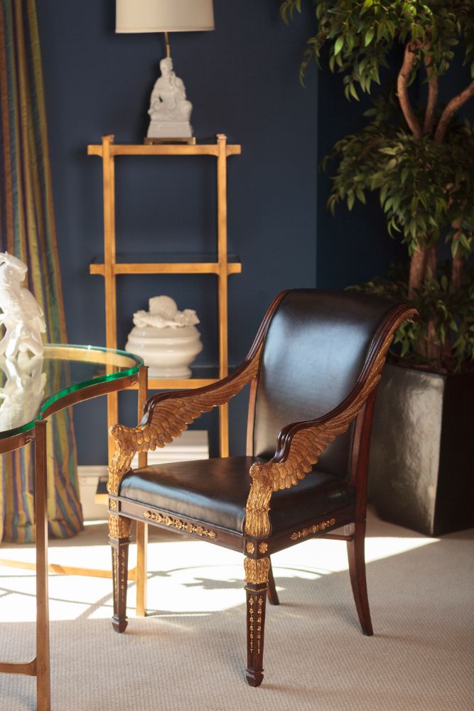 Jonathan Charles Empire Armchair in Black Leather