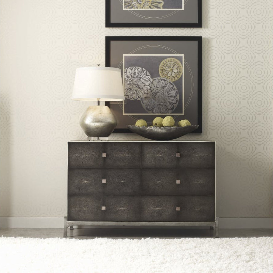 Jonathan Charles 1930s Chest of Drawers in Gilded Anthracite Shagreen - Large
