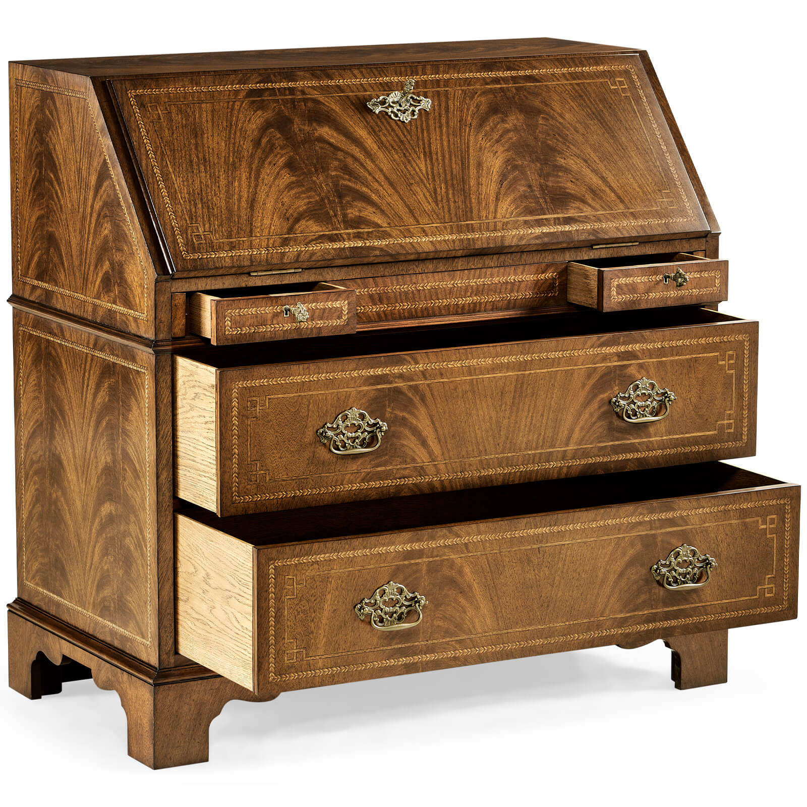 Jonathan Charles Queen Anne Fall Front Walnut Bureau