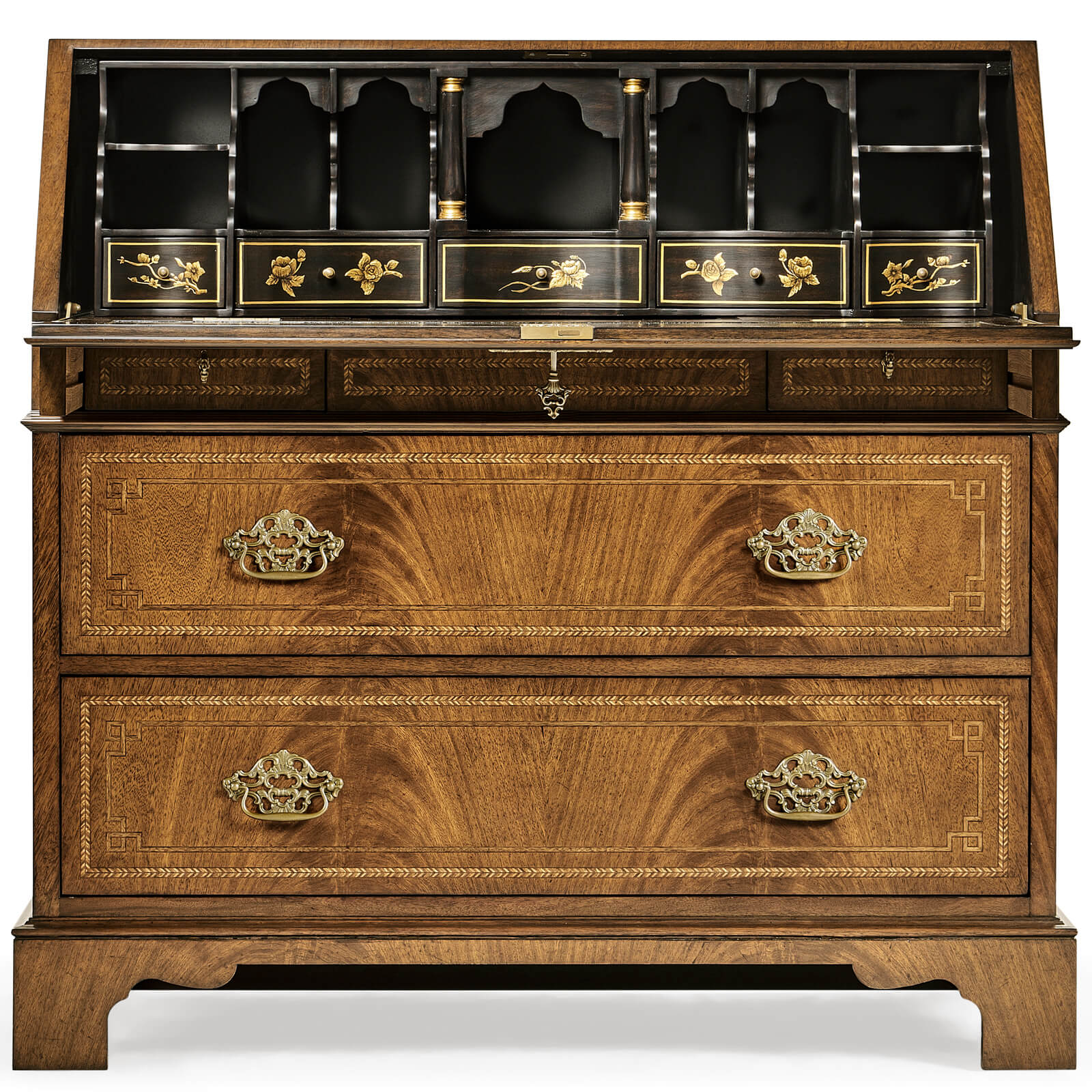 Jonathan Charles Queen Anne Fall Front Walnut Bureau