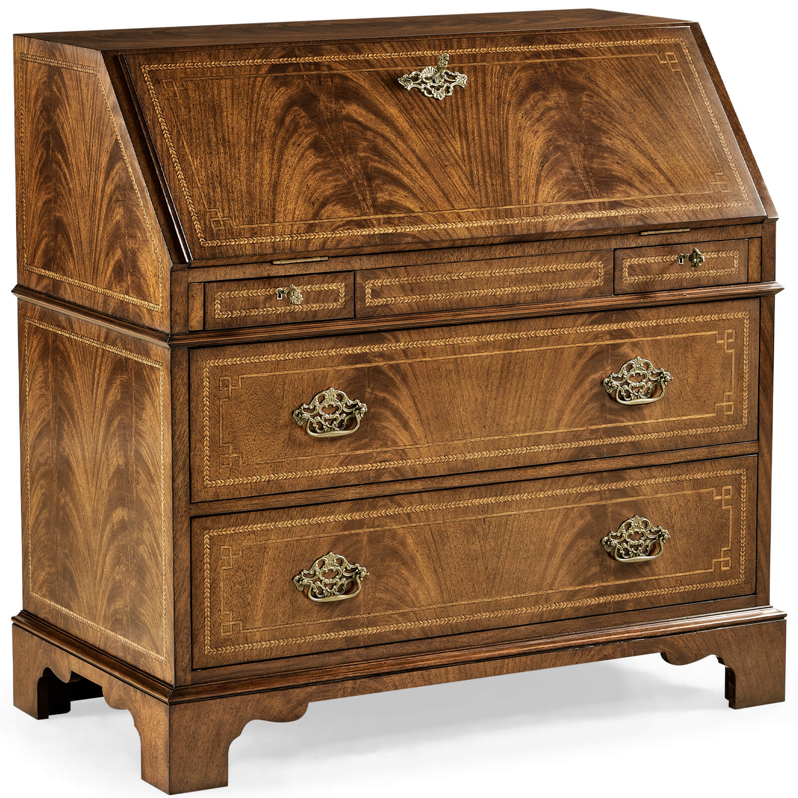 Jonathan Charles Queen Anne Fall Front Walnut Bureau
