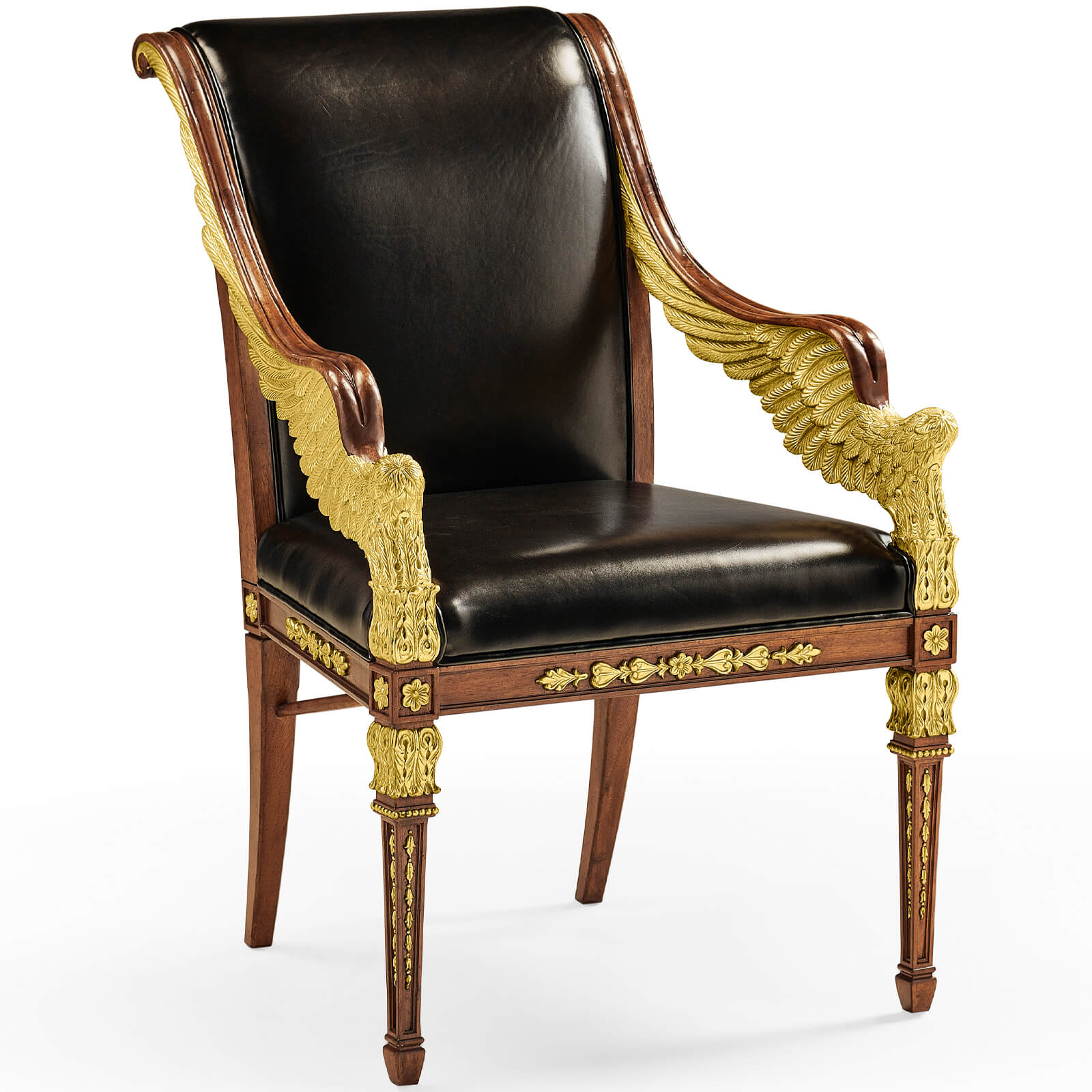 Jonathan Charles Empire Armchair in Black Leather
