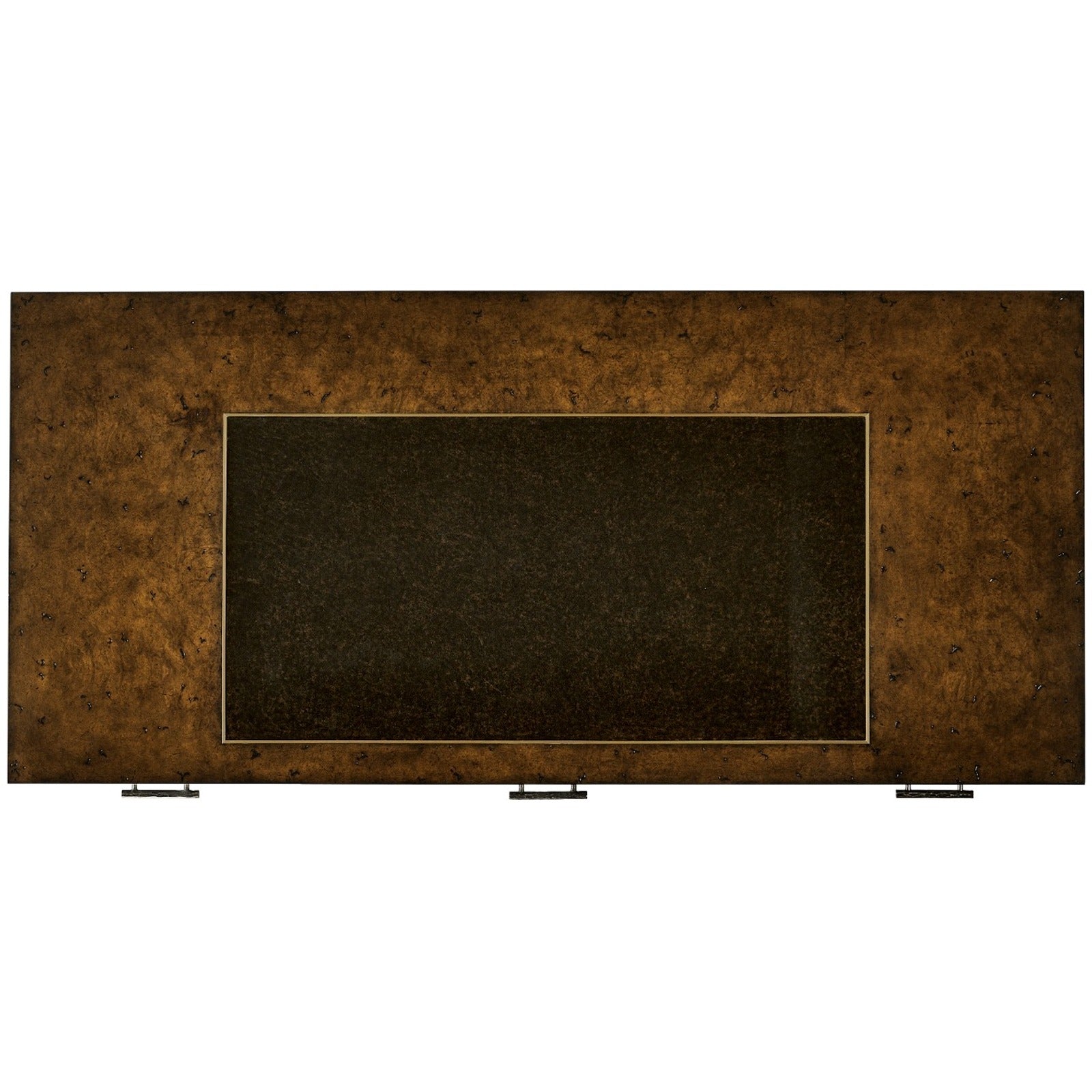Jonathan Charles Hammered Iron Bureau Plat with Black Leather Inserts