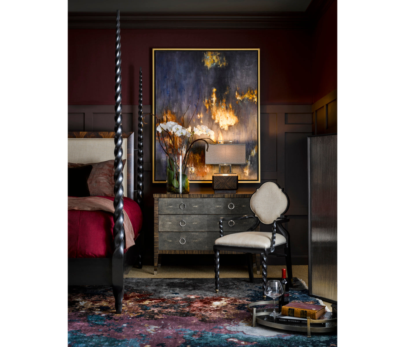 Jonathan Charles Table Lamp Chinese Tea Caddy in Macassar Ebony