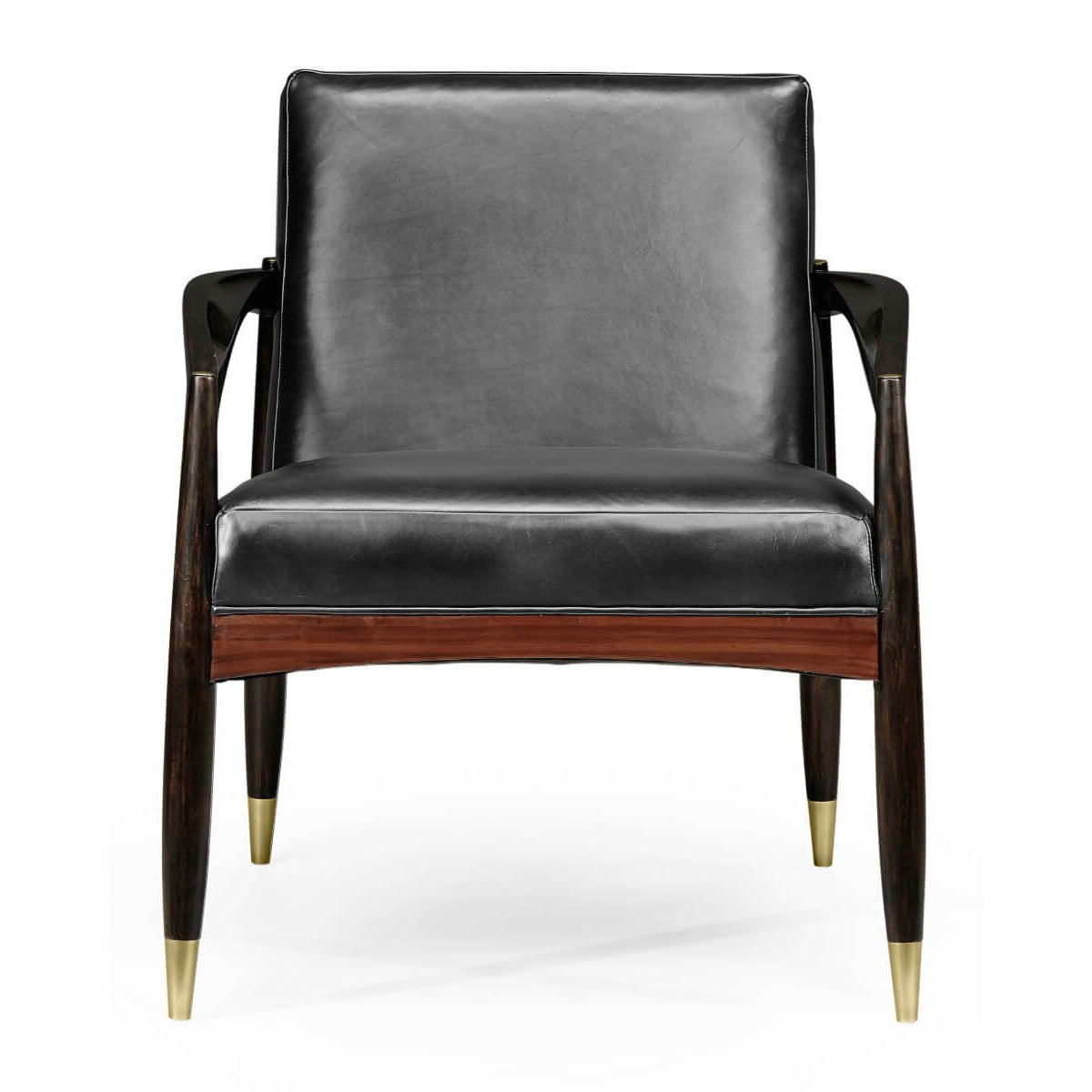Jonathan Charles Ebonised London Occasional Chair in Black Leather
