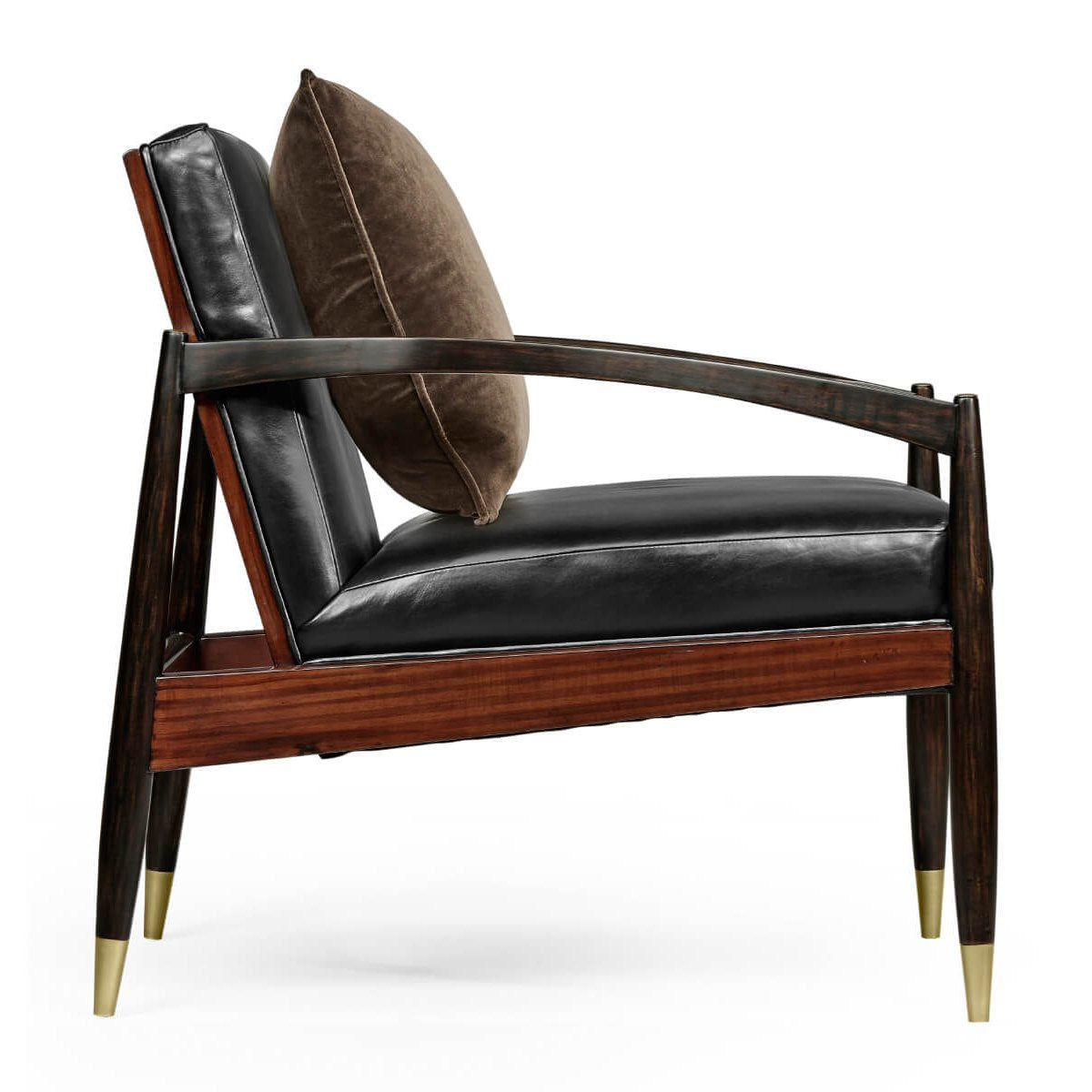Jonathan Charles Ebonised London Occasional Chair in Black Leather