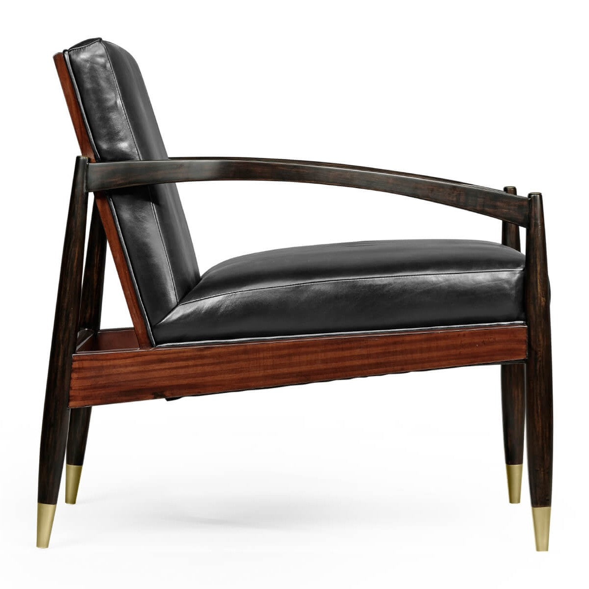 Jonathan Charles Ebonised London Occasional Chair in Black Leather