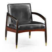 Jonathan Charles Ebonised London Occasional Chair in Black Leather