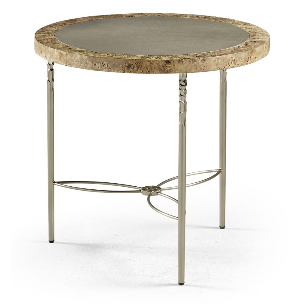 Jonathan Charles Fulgurite Golden Amber Round Side Table