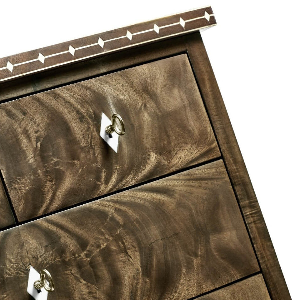 Jonathan Charles Small Bleached Mahogany Chest of Drawers with Bone Inlay