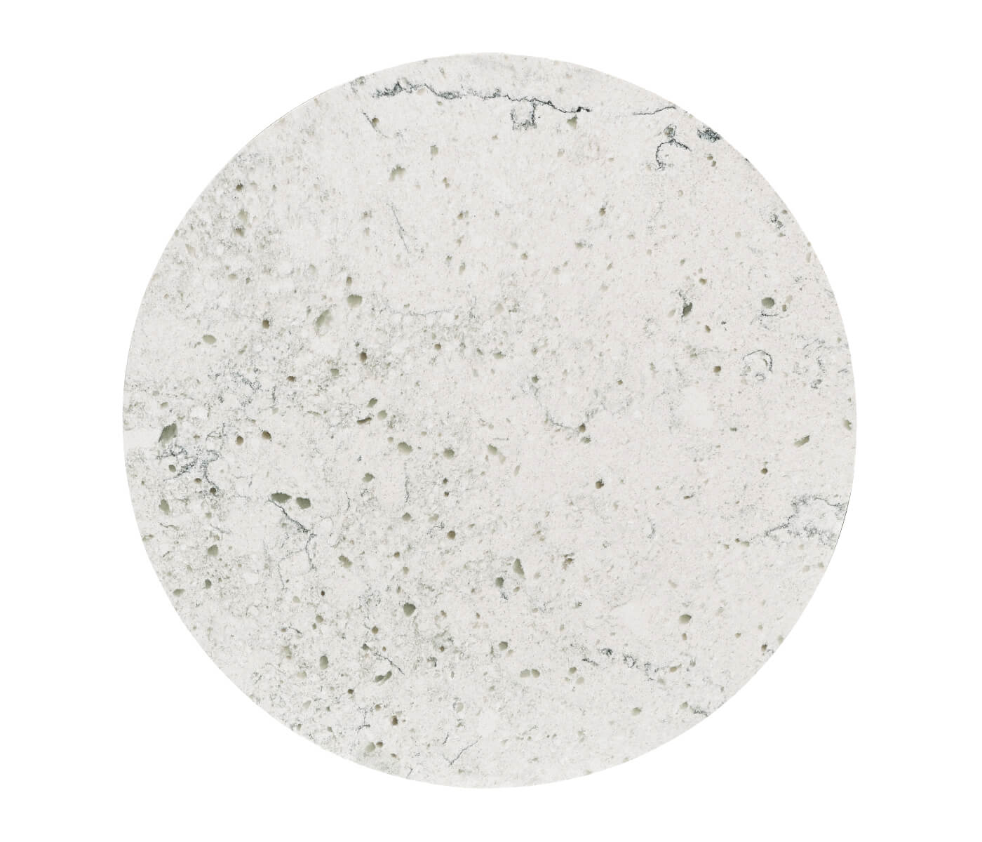 Close-up of speckled white marble tabletop with gray mineral flecks and natural veining on Jonathan Charles Hamilton side table