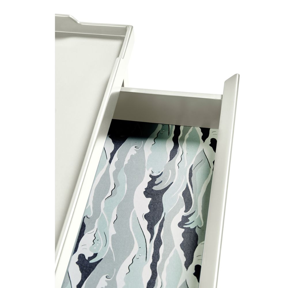 Jonathan Charles Lacquered White Side Table with Drawer