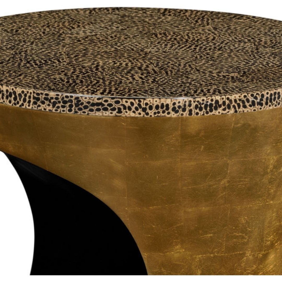 Jonathan Charles Emperor Gold Round Cut-Out Lamp Table