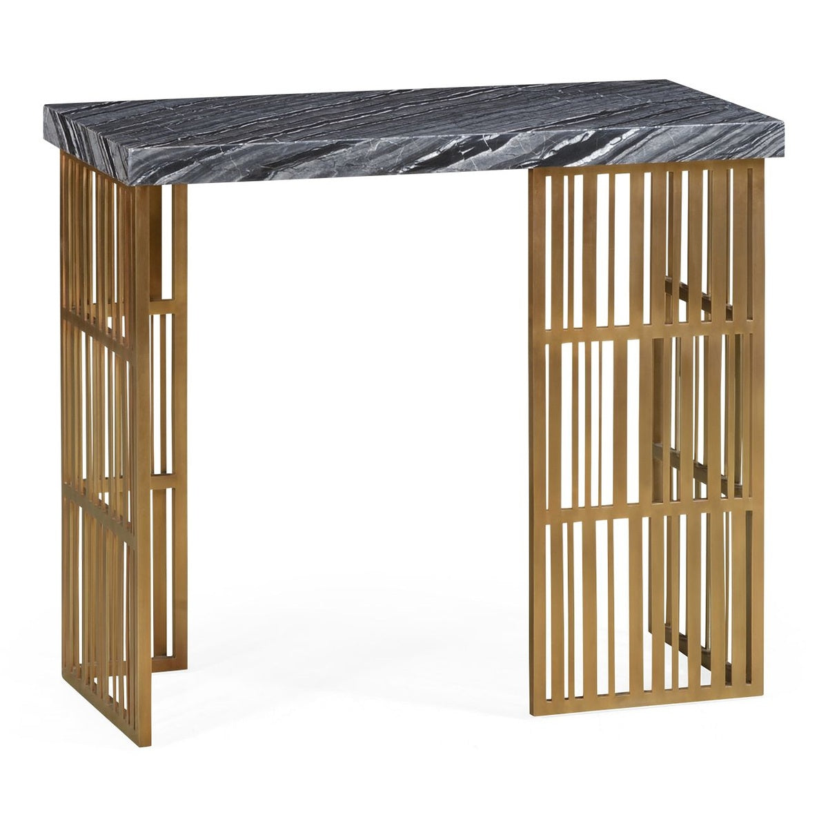 Jonathan Charles Rectangular Brass Console Table with a Grey Marble Top