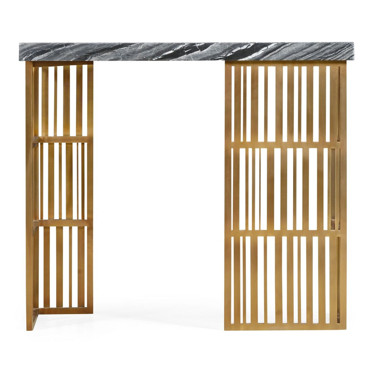 Jonathan Charles Rectangular Brass Console Table with a Grey Marble Top