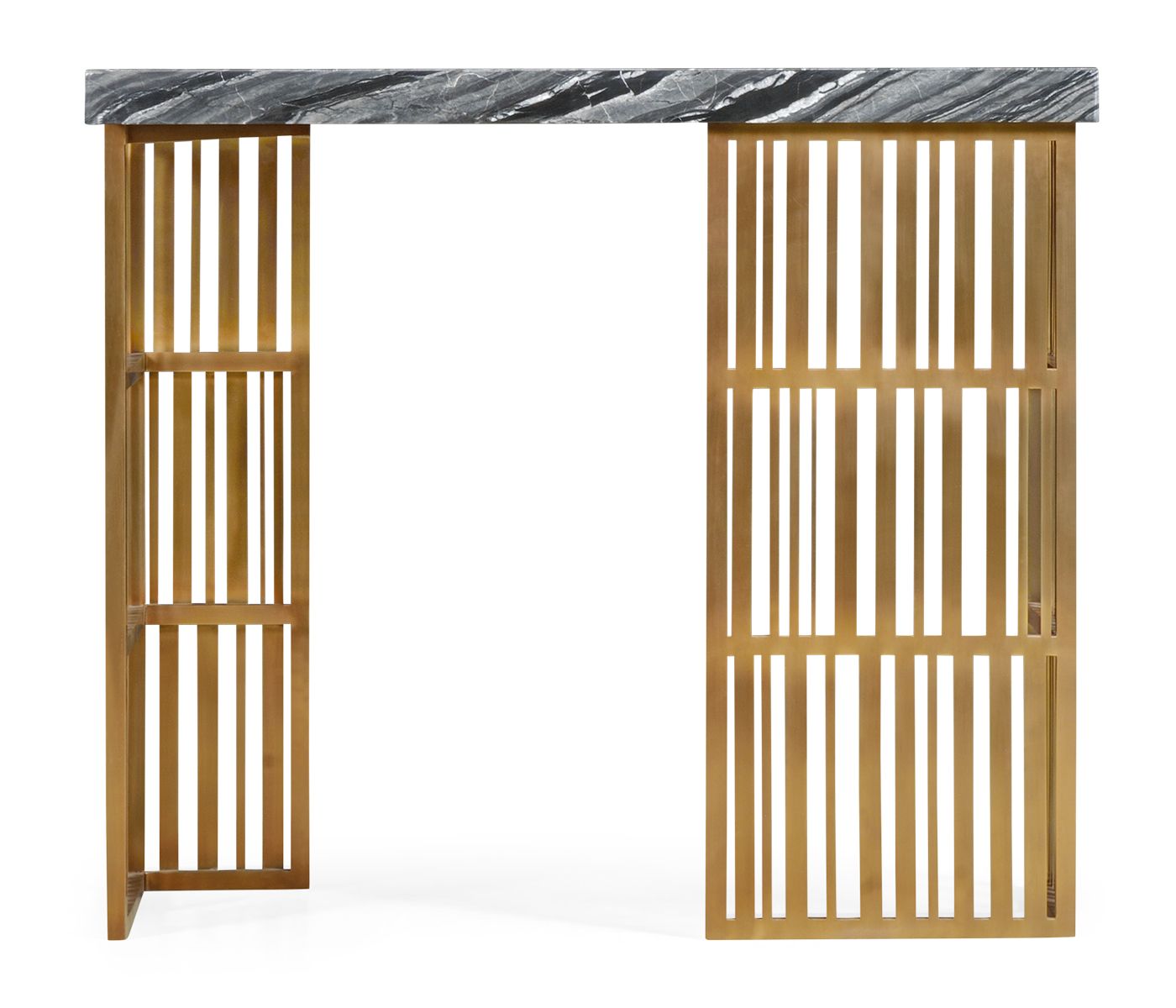 Jonathan Charles Rectangular Brass Console Table with a Grey Marble Top