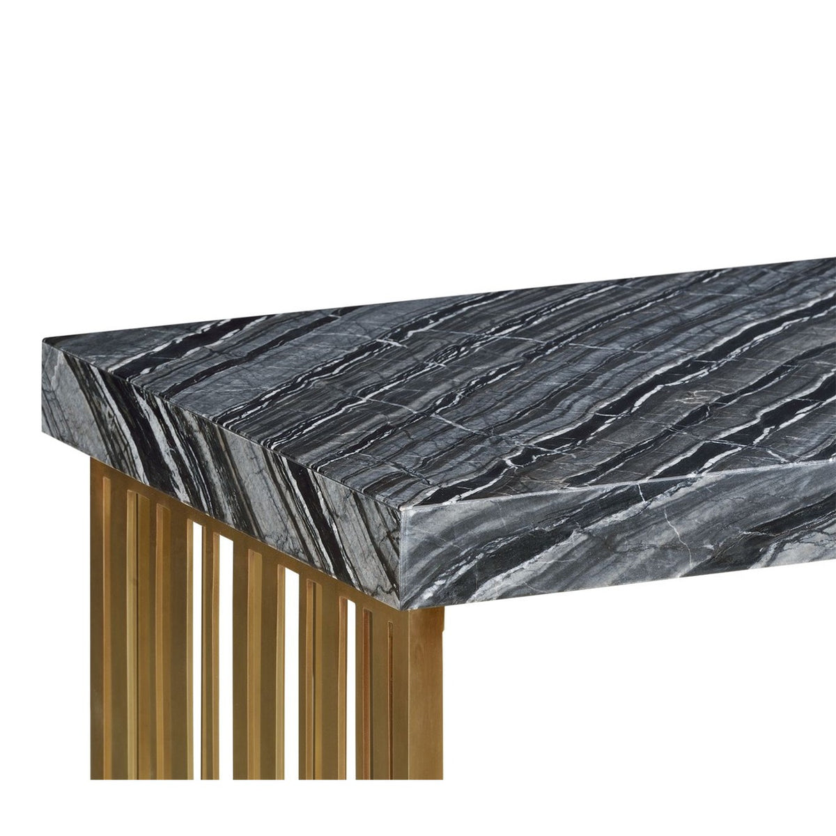 Jonathan Charles Rectangular Brass Console Table with a Grey Marble Top