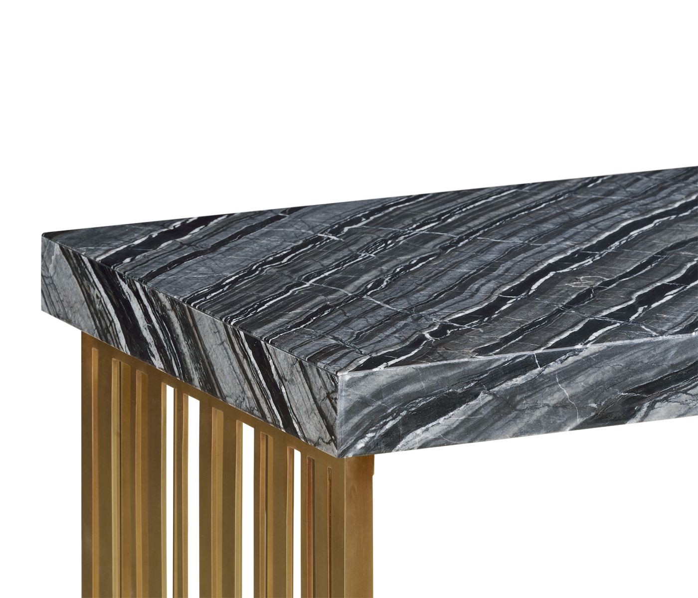 Jonathan Charles Rectangular Brass Console Table with a Grey Marble Top