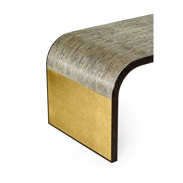 Jonathan Charles Etched Brass Curved Coffee Table
